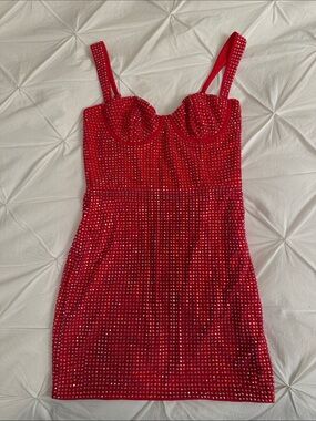 Oh Polly Bejewelled Red Dress
